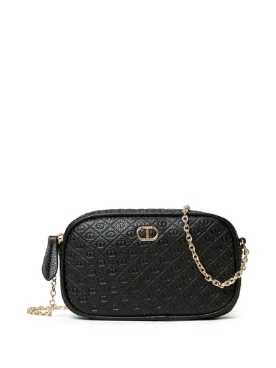 Twinset Logo-plaque Crossbody Bag In Black
