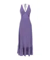 Twinset Twin-set Deep V-neck Maxi Dress With Flounced Hem