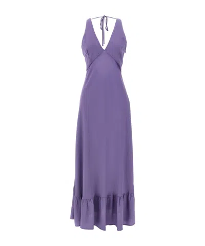 TWINSET TWINSET LONG FLOUNCE SATIN CREPE DRESS