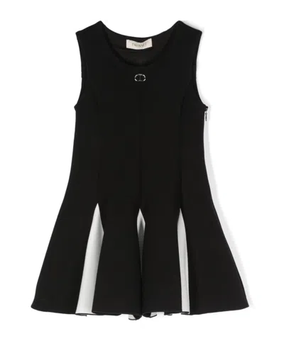 Twinset Kids' Logo Plaque Dress In Black