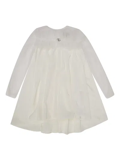 Twinset Kids' Logo-plaque Dress In White