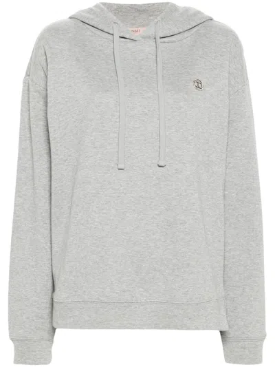 Twinset Logo-plaque Hoodie In Gray