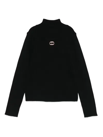 Twinset Kids' Logo-plaque Jumper In Black