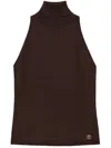 Twinset Logo-plaque Knitted Top In Brown