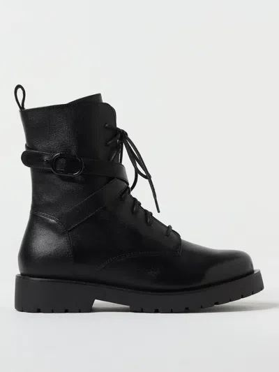 Twinset Logo-plaque Leather Boots In Black