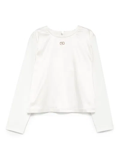 Twinset Logo-plaque Long-sleeve Top In Red