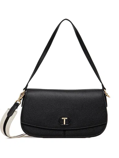 Twinset Logo-plaque Shoulder Bag In Black