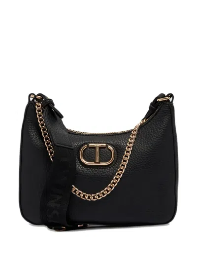 Twinset Logo-plaque Shoulder Bag In Black