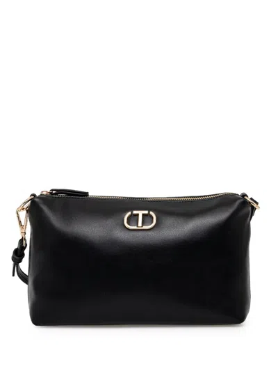 Twinset Logo-plaque Shoulder Bag In Black