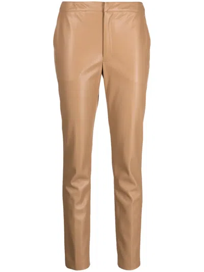 Twinset Twin-set Tailored Brown Formal Trousers With Classic Waistband