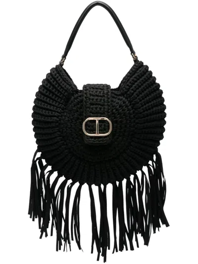 Twinset Logo-plaque Tote Bag In Black