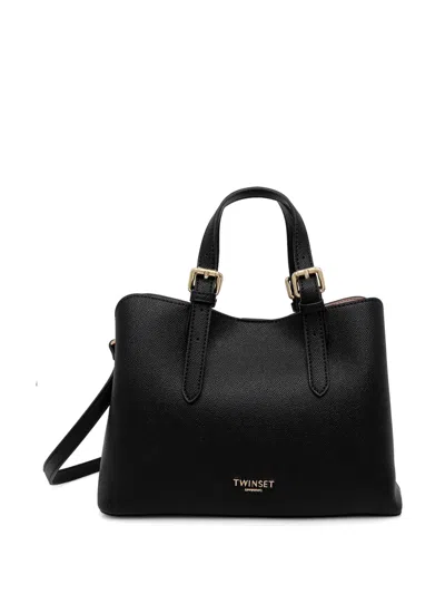 Twinset Logo-plaque Tote Bag In Black