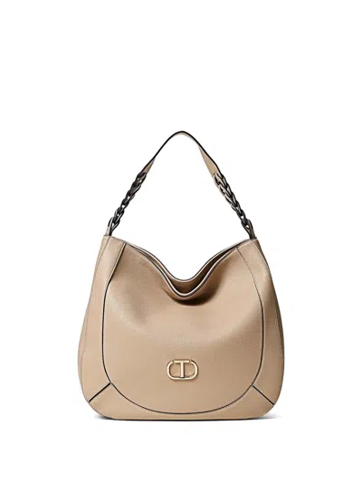 Twinset Logo-plaque Tote Bag In Brown
