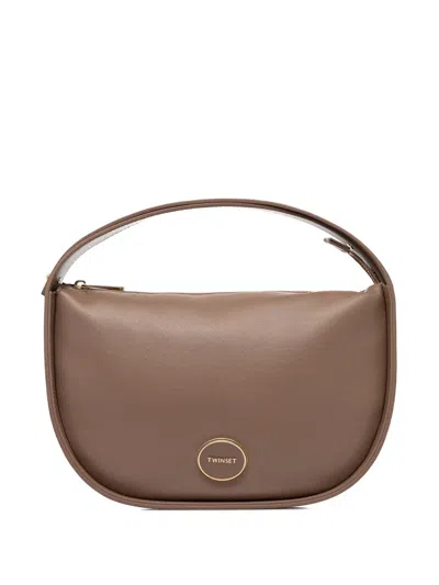 Twinset Logo-plaque Tote Bag In Brown