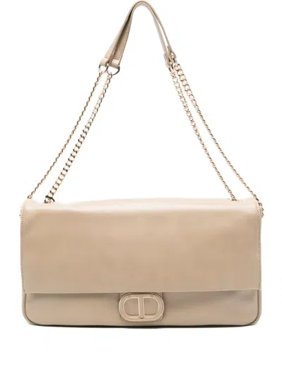 Twinset Logo-plaque Tote Bag In Neutral