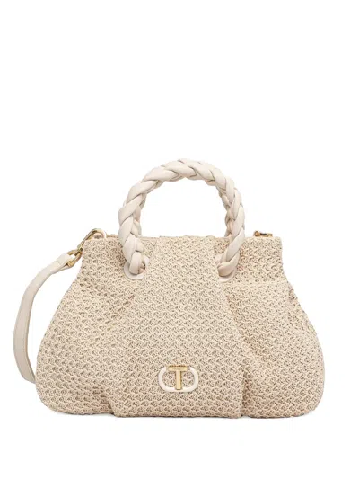Twinset Logo-plaque Tote Bag In Neutrals