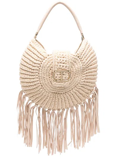 Twinset Logo-plaque Tote Bag In Neutrals
