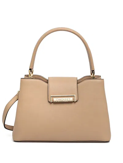 Twinset Logo-plaque Tote Bag In Nude