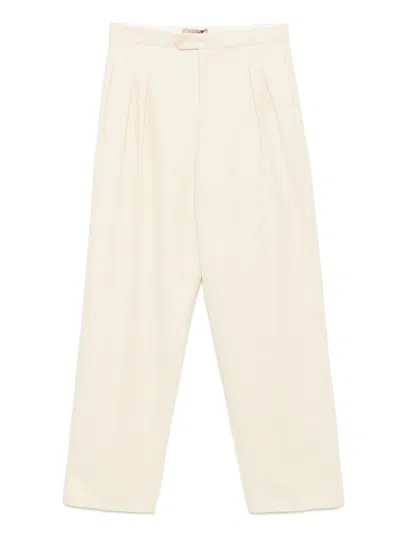 Twinset Logo-plaque Trousers In Neutrals