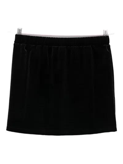 Twinset Kids' Logo-plaque Velvet Skirt In Black