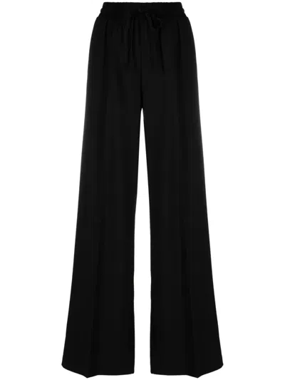 Twinset Logo-plaque High-waist Palazzo Pant In Black