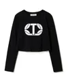 Twinset Logo-print Cropped T-shirt In Black