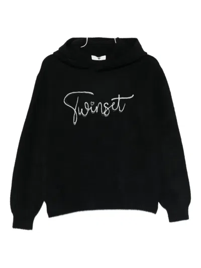 Twinset Logo-print Hoodie In Black