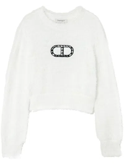 Twinset Kids' Logo-print Jumper In White