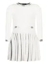 Twinset Logo-print Pleated Dress In White