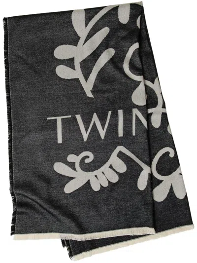 Twinset Logo-print Scarf In Black