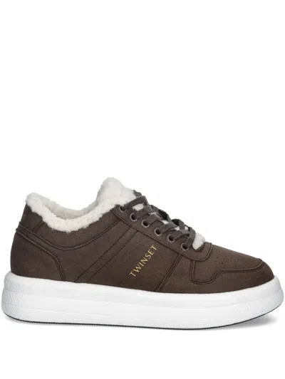 Twinset Logo-print Sneakers In Brown