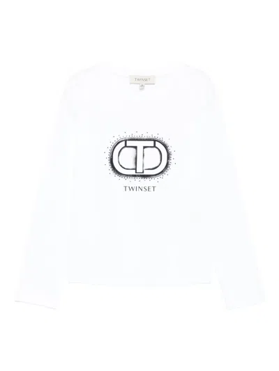 Twinset Kids' Logo-print T-shirt In White