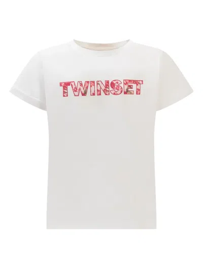 Twinset Kids' T-shirt With Logo In St.logo Fiorato