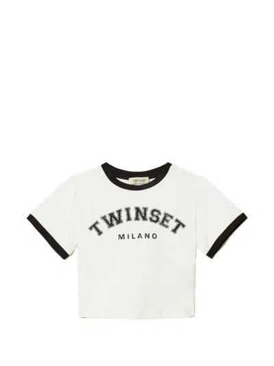 Twinset Kids' Logo-print T-shirt In White