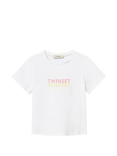 Twinset Kids' Logo-print T-shirt In White