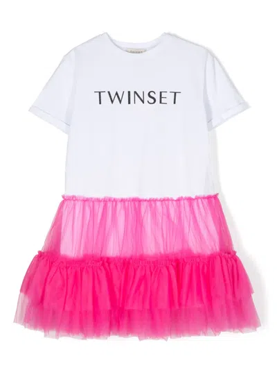 Twinset Kids' Logo-print Tutu Dress In White