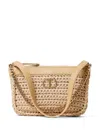 Twinset Logo Raffia Shoulder Bag In 00497 Natural White