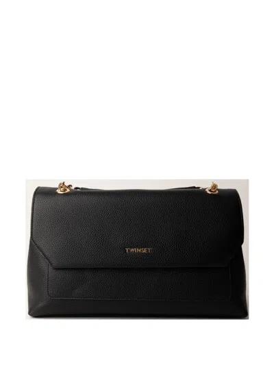 Twinset Logo-stamp Shoulder Bag In 黑色
