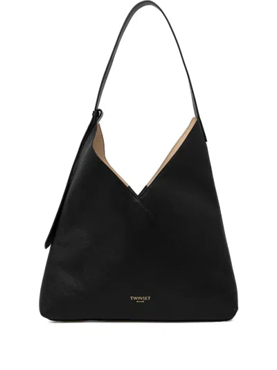 Twinset Logo-stamp Shoulder Bag In Black