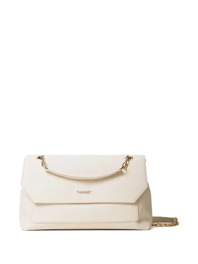 Twinset Logo-stamp Shoulder Bag In White