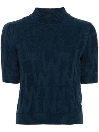 Twinset Logo Sweater In Blue