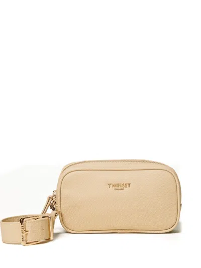 Twinset Logo Zip Purse In Neutral