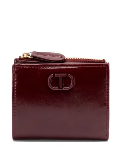 Twinset Logo Zip Wallet In Brown
