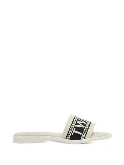 Twinset Kids' Logo-band Sandals In White
