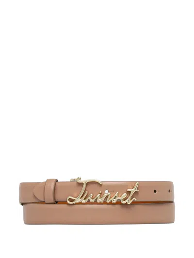 Twinset Logo-buckle Belt In Neutral
