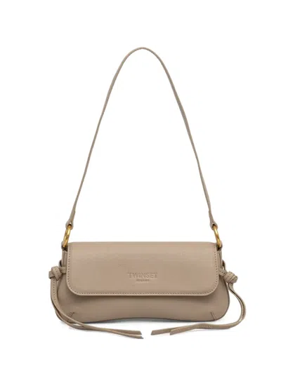 Twinset Logo-debossed Knot-detail Tote Bag In Neutral