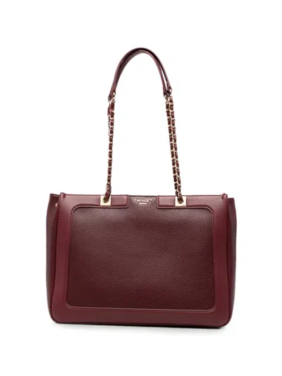 Twinset Logo-detail Chain-link Shoulder Bag In Burgundy