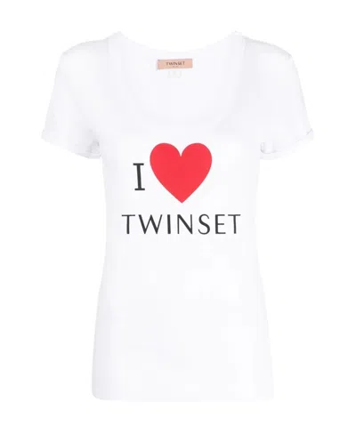 Twinset Logo-detail Cotton T-shirt In White