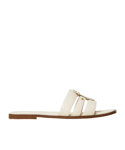Twinset Logo-detail Leather Sandals In White