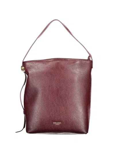 Twinset Logo-detail Shoulder Bag In Burgundy